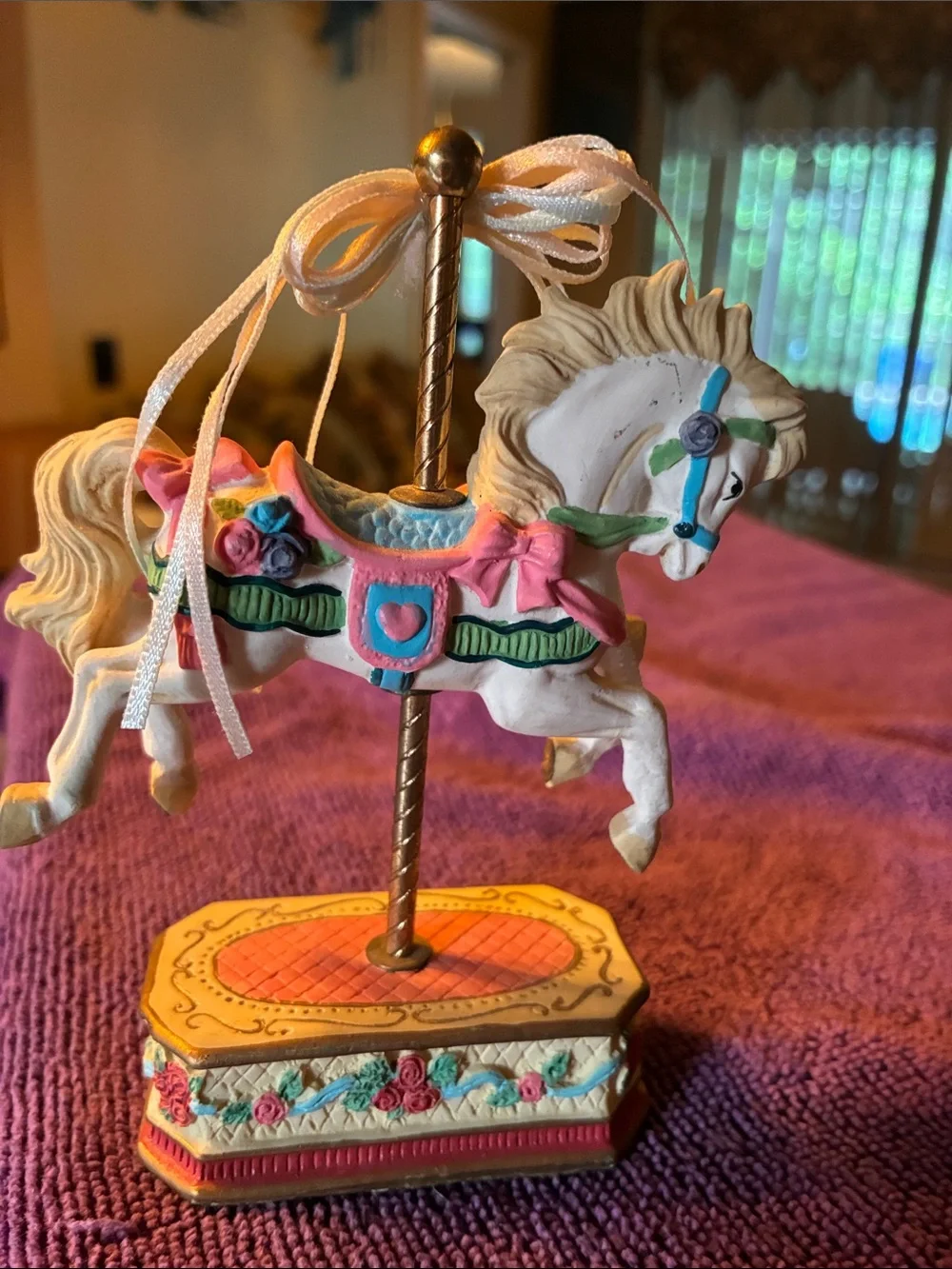 Carousel Horse Decorative Figurine - Pink & Cream Home Accent